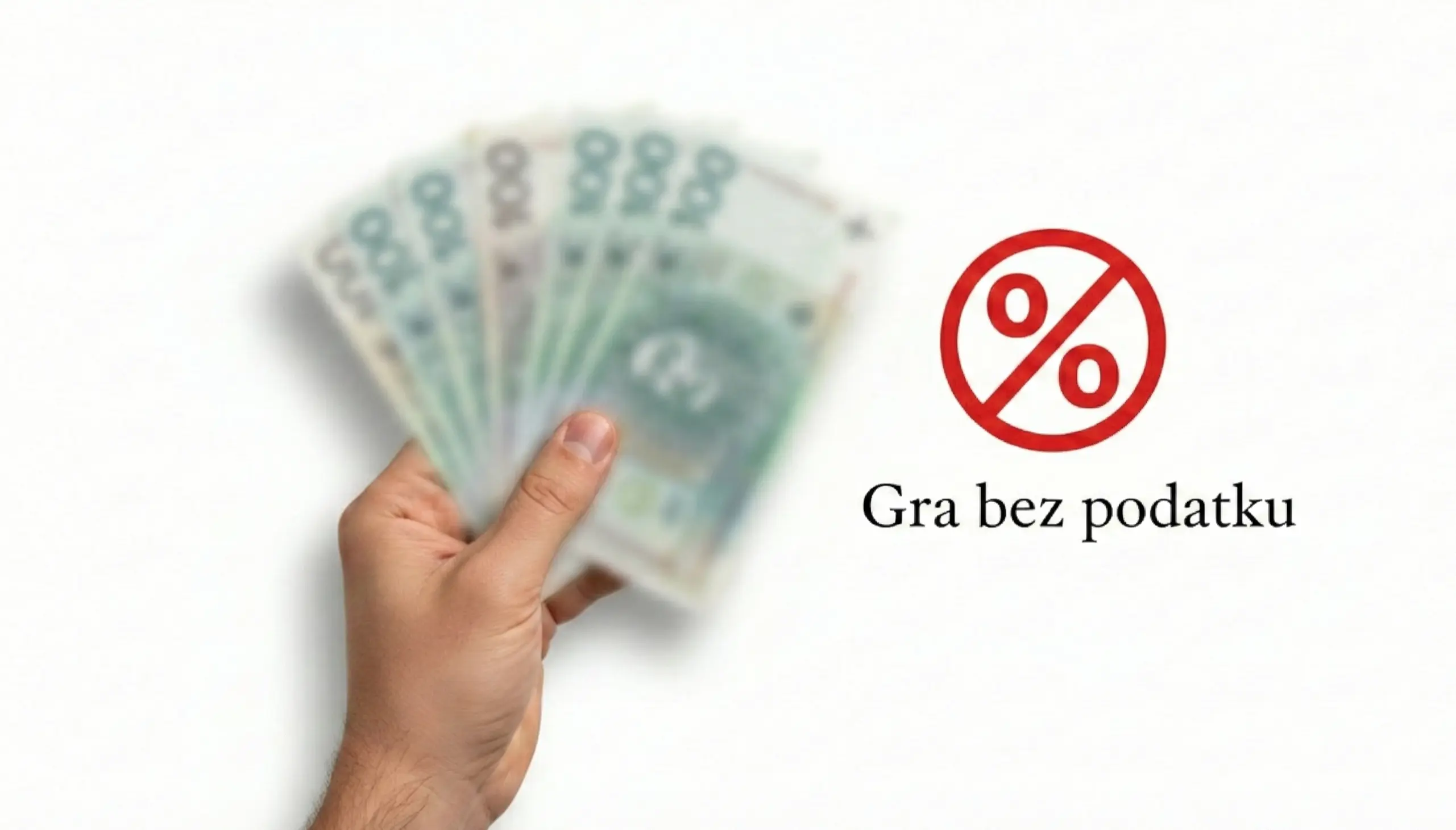 Dłoń trzymająca banknoty z symbolem procentu przekreślonym na czerwono