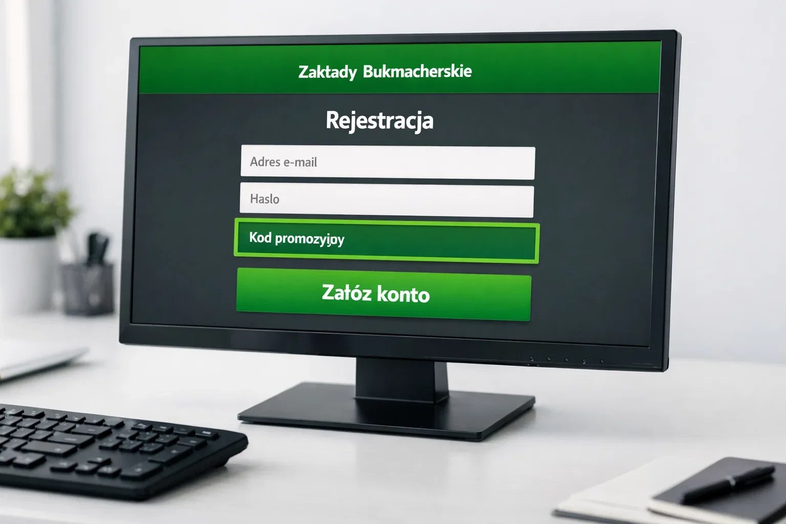 Formularz rejestracyjny Fortuna z polem na kod promocyjny