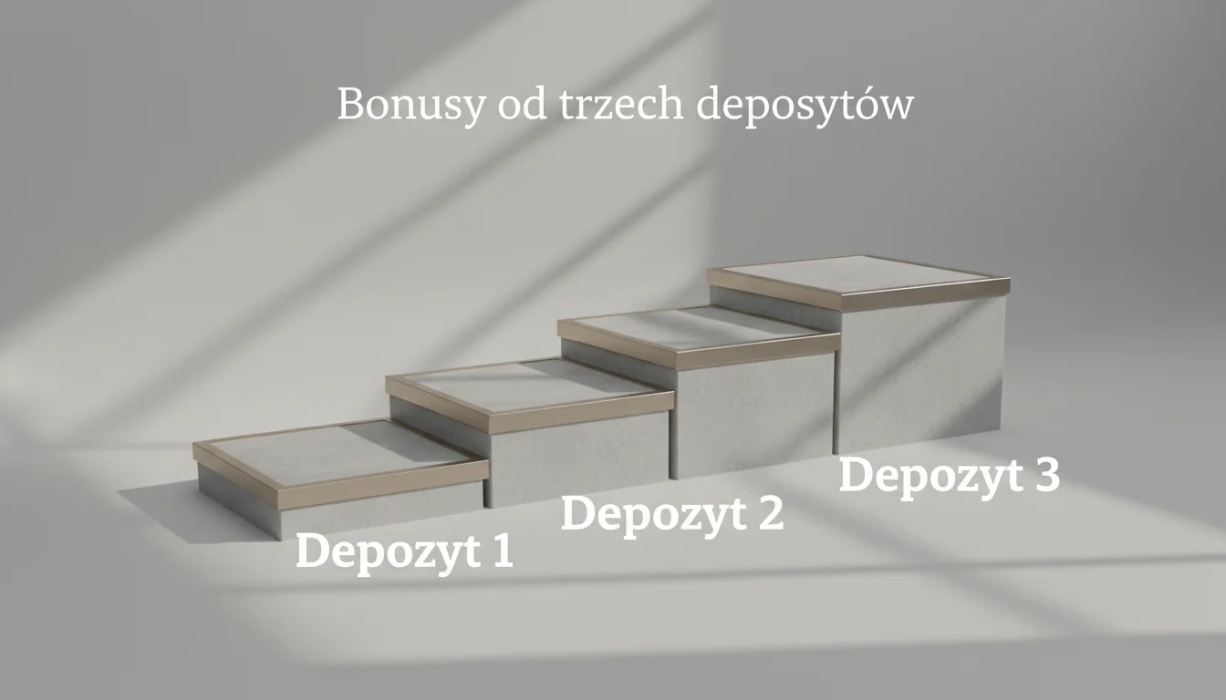 Trzy schody rosnące w g&oacute;rę symbolizujące progresywne bonusy od wpłat