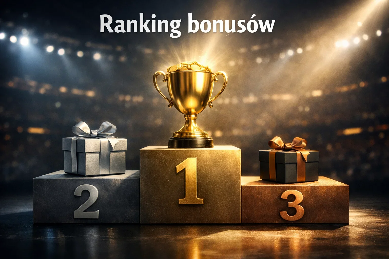 Podium rankingowe z trzema najlepszymi bonusami bukmacherskimi