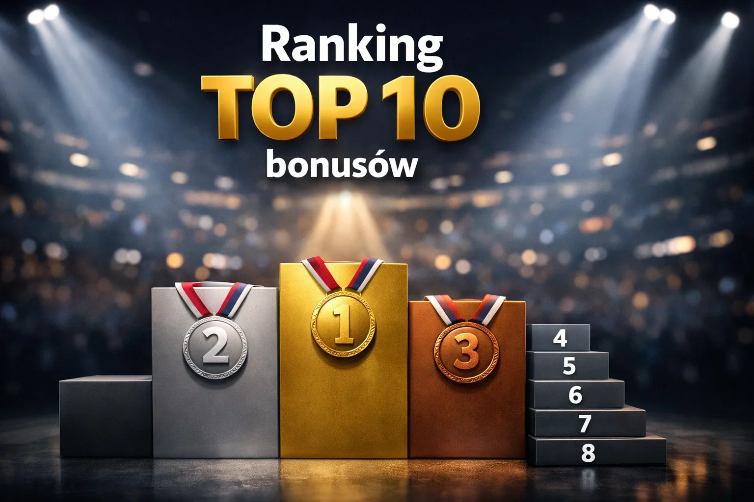 Podium TOP 10 najlepszych bonusów bukmacherskich 2025