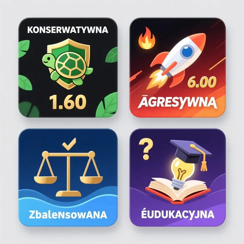 Strategie wykorzystania zakładu bez ryzyka - konserwatywna, agresywna, zbalansowana i edukacyjna