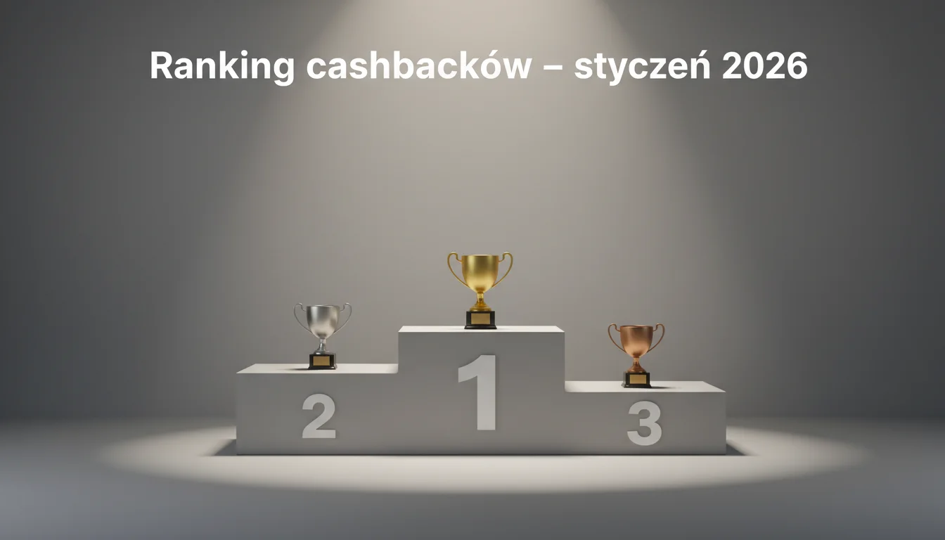 Podium z trzema miejscami i trofeami dla najlepszych ofert